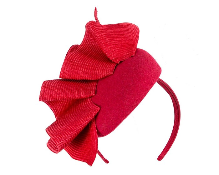 Red winter racing pillbox fascinator by Fillies Collection - Image 2