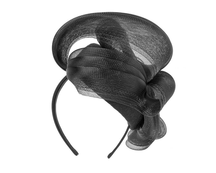 Large black winter racing fascinator by Fillies Collection - Image 6