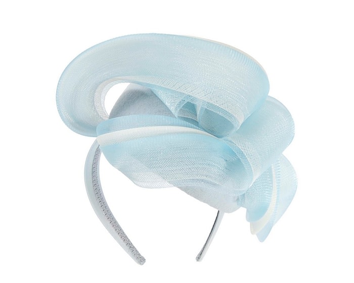 Large light blue winter racing fascinator by Fillies Collection - Image 6