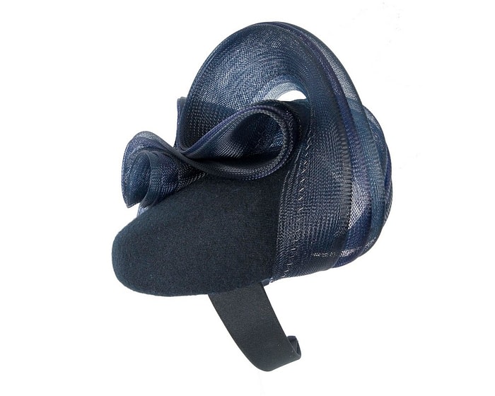 Large navy winter racing fascinator by Fillies Collection - Image 3