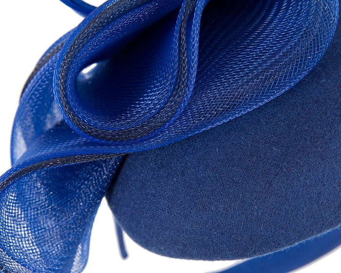 Large royal blue winter racing fascinator by Fillies Collection - Image 5