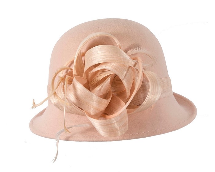 Fascinators Online - Nude winter fashion hat by Fillies Collection