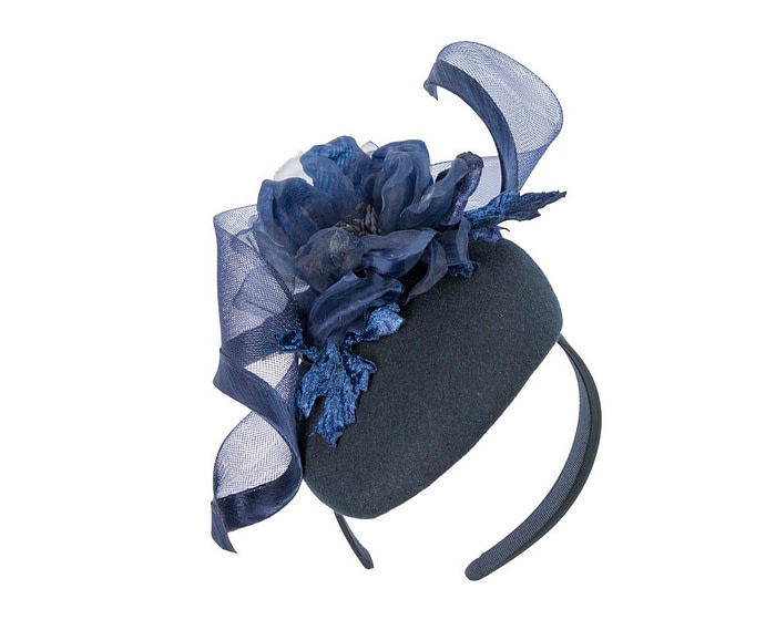 Bespoke navy winter racing pillbox fascinator - Image 2