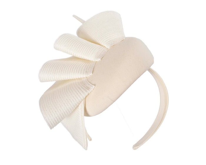 Fascinators Online - Cream winter racing pillbox fascinator by Fillies Collection