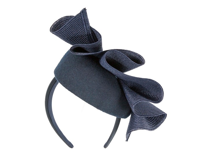 Fascinators Online - Navy winter racing pillbox fascinator by Fillies Collection