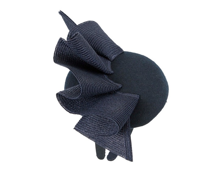 Navy winter racing pillbox fascinator by Fillies Collection - Image 4
