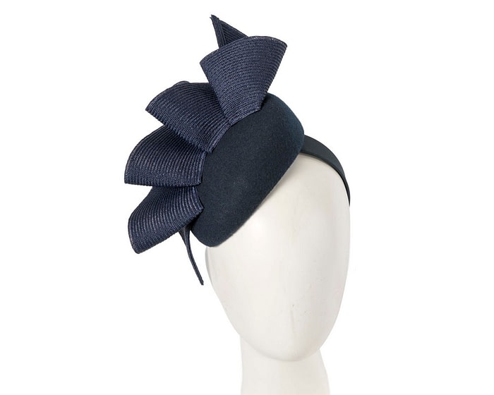Navy winter racing pillbox fascinator by Fillies Collection
