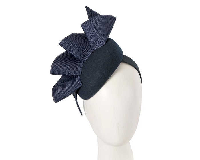 Fascinators Online - Navy winter racing pillbox fascinator by Fillies Collection