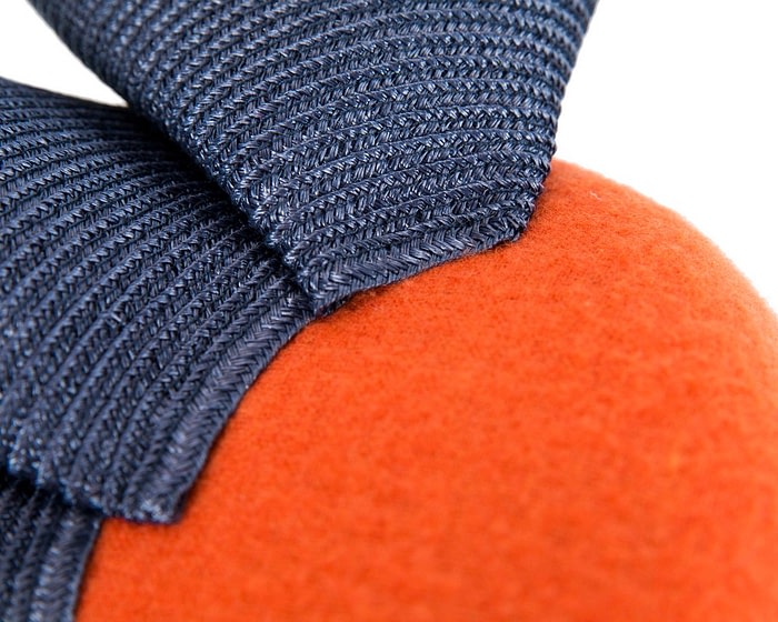 Orange & navy winter racing pillbox fascinator by Fillies Collection - Image 5