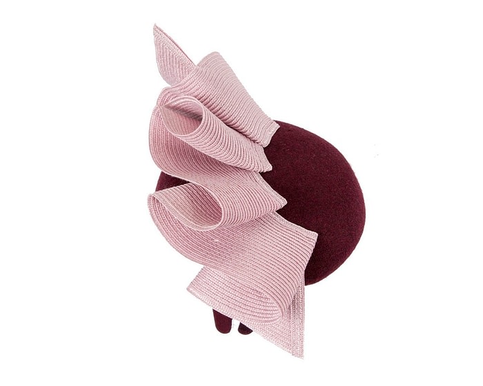 Wine & pink winter racing pillbox fascinator by Fillies Collection - Image 4