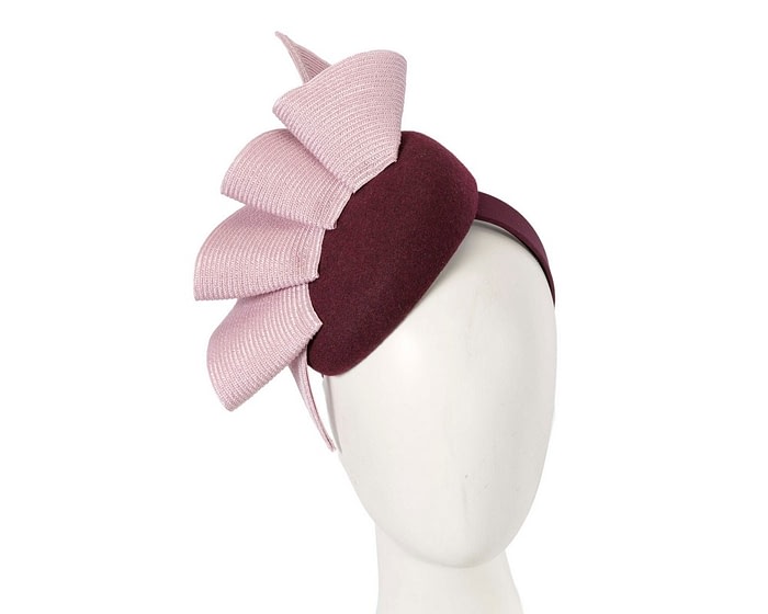 Wine & pink winter racing pillbox fascinator by Fillies Collection