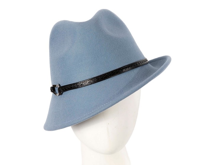 Fascinators Online - Light blue ladies felt fedora hat by Max Alexander