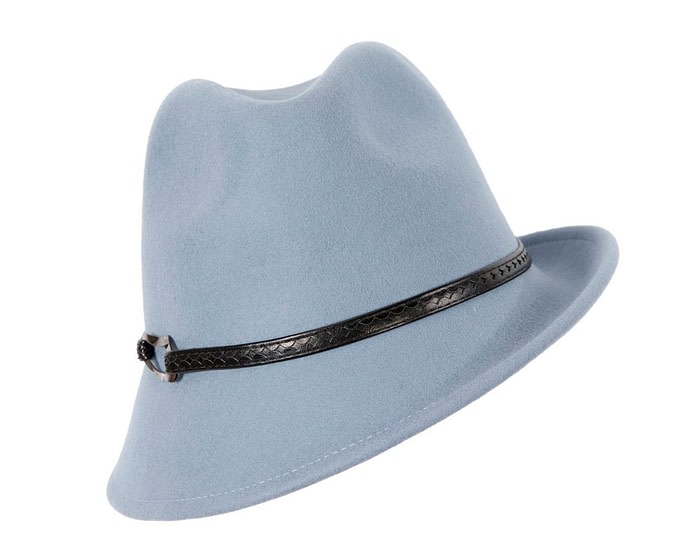 Fascinators Online - Light blue ladies felt fedora hat by Max Alexander