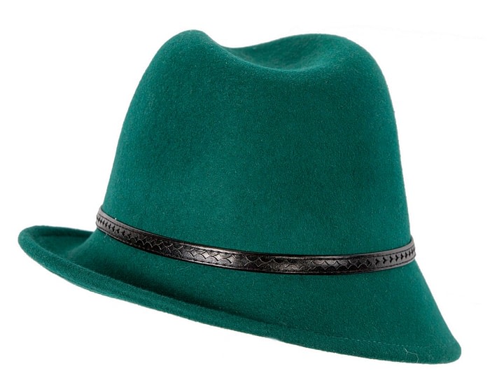 Fascinators Online - Green ladies felt fedora hat by Max Alexander