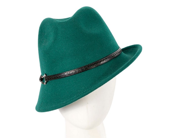 Fascinators Online - Green ladies felt fedora hat by Max Alexander