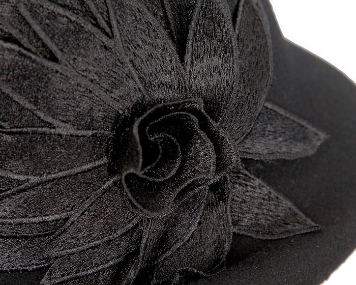 Fascinators Online - Black winter cloche hat by Max Alexander