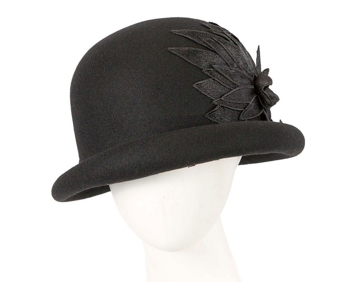 Fascinators Online - Black winter cloche hat by Max Alexander