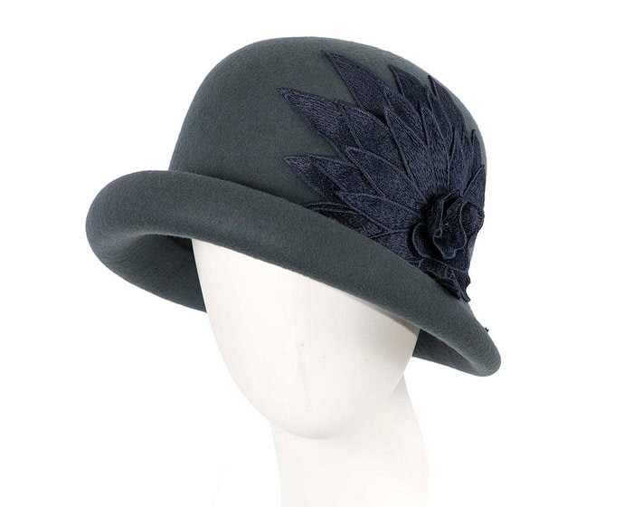 Blue grey winter cloche hat by Max Alexander