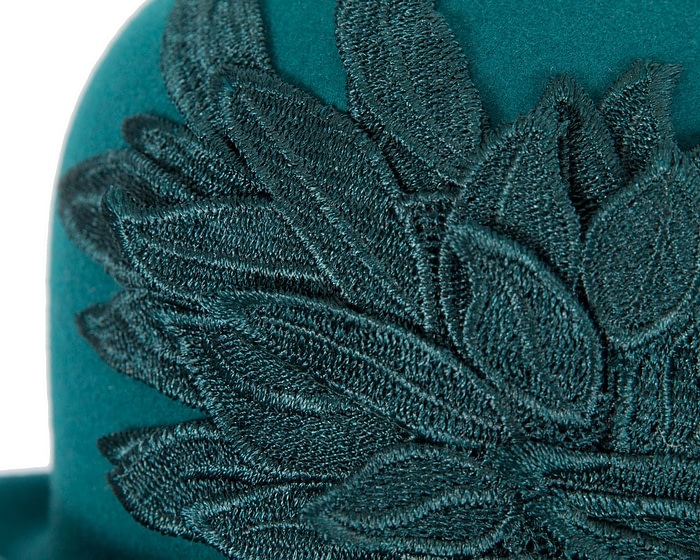 Fascinators Online - Teal winter cloche hat by Max Alexander