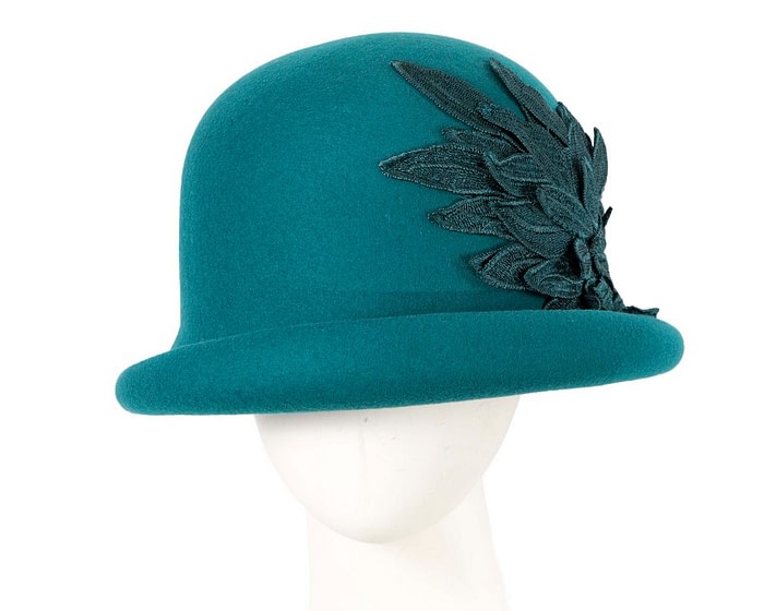 Fascinators Online - Teal winter cloche hat by Max Alexander