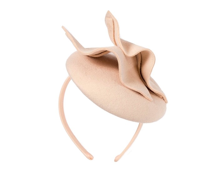 Fascinators Online - Nude felt winter pillbox fascinator by Max Alexander