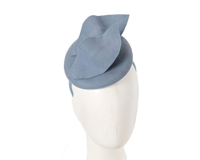 Light blue felt winter pillbox fascinator by Max Alexander