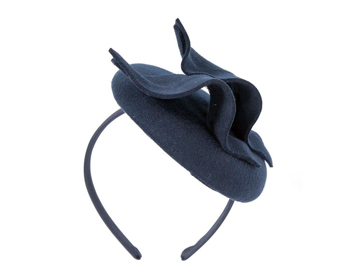 Fascinators Online - Navy felt winter pillbox fascinator by Max Alexander