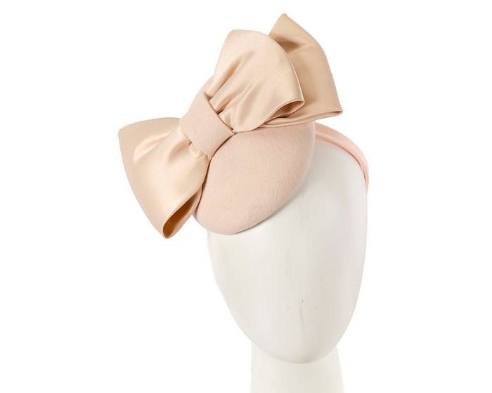 Fascinators Online - Large nude bow winter racing fascinator by Max Alexander