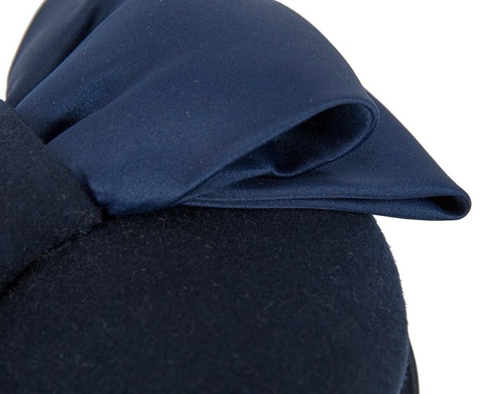 Large navy bow winter racing fascinator by Max Alexander - Image 5
