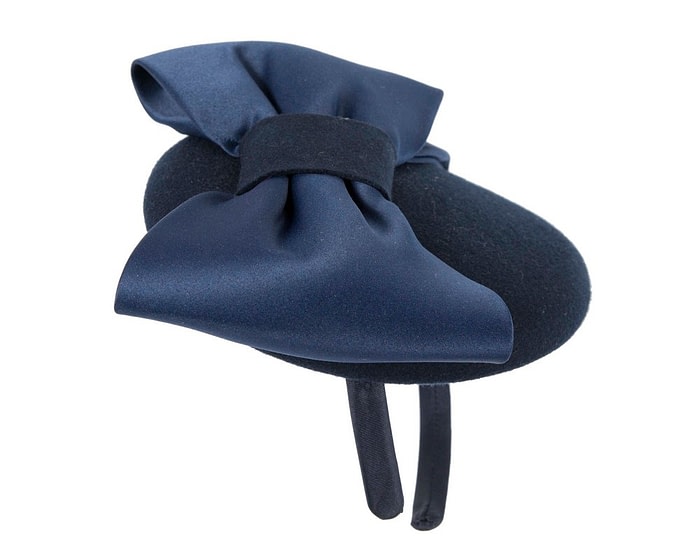 Large navy bow winter racing fascinator by Max Alexander - Image 4