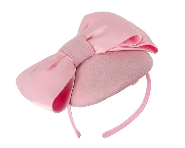 Fascinators Online - Large pink bow winter racing fascinator by Max Alexander