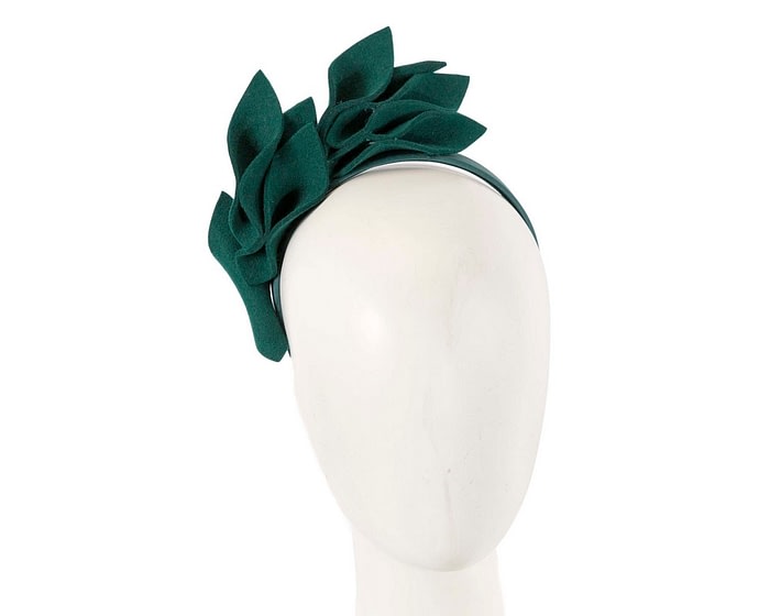 Green felt winter flower fascinator by Max Alexander