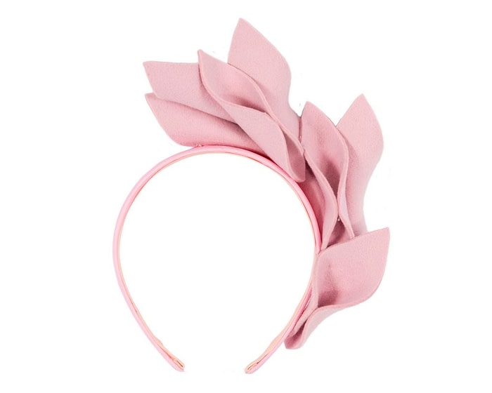 Fascinators Online - Pink felt winter flower fascinator by Max Alexander