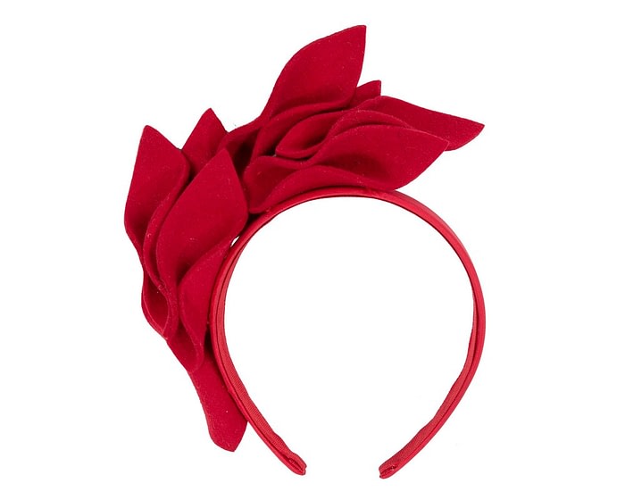 Red felt winter flower fascinator by Max Alexander - Image 2