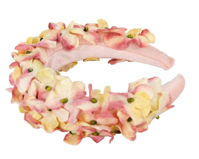 Pink velvet flower headband halo by Max Alexander - Image 4