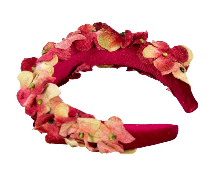 Fascinators Online - Burgundy velvet flower headband halo by Max Alexander