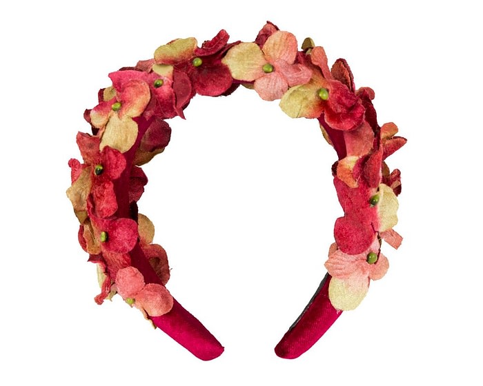 Burgundy velvet flower headband halo by Max Alexander - Image 2