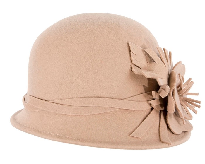 Fascinators Online - Beige winter fashion cloche hat by Max Alexander