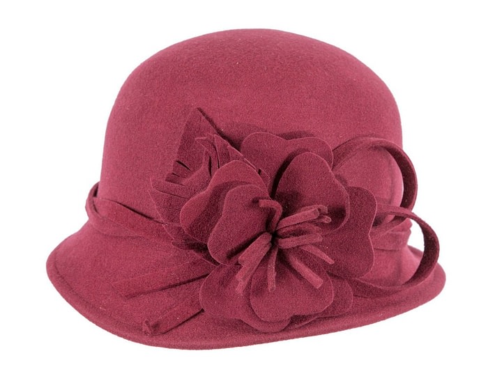 Fascinators Online - Burgundy winter fashion cloche hat by Max Alexander