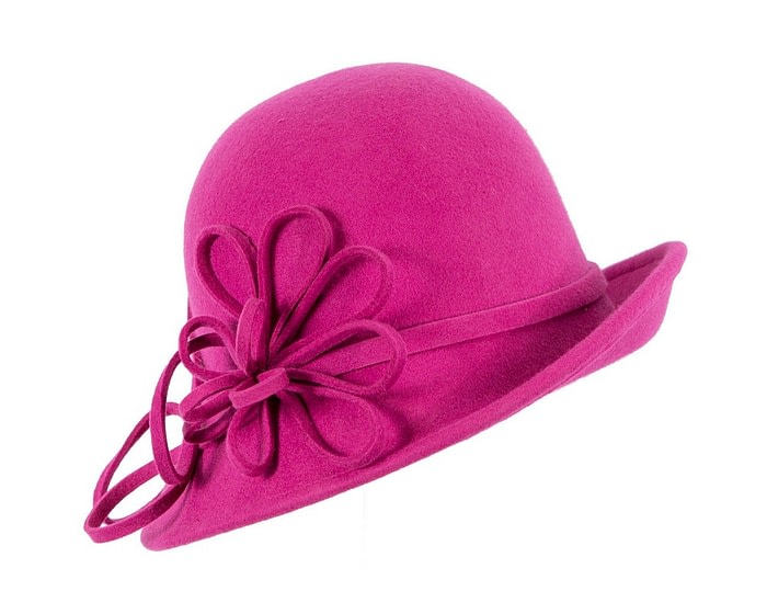 Fascinators Online - Fuchsia winter fashion felt hat by Max Alexander