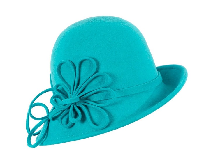 Turquoise winter fashion felt hat by Max Alexander - Image 2