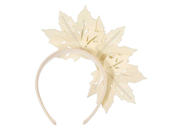Cream Laser Cut felt Maple Leaves on a Headband - Image 4