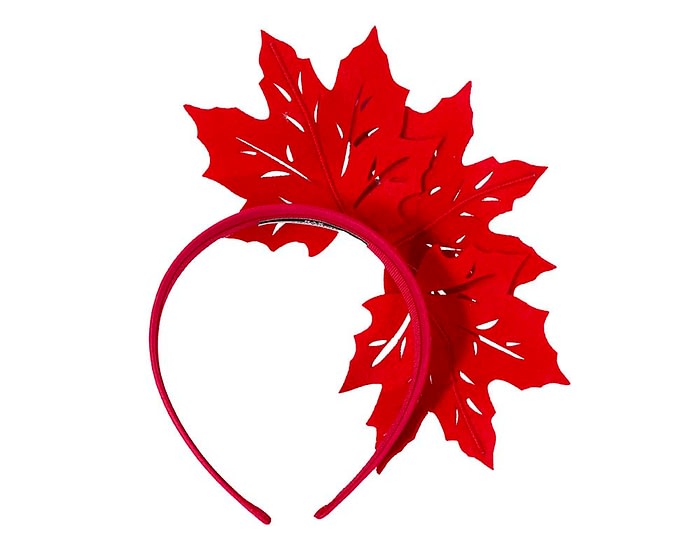 Fascinators Online - Red Laser Cut felt Maple Leaves on a Headband