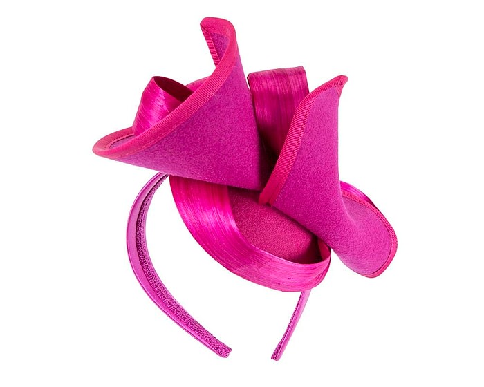 Fascinators Online - Felt fuchsia twist with bow by Fillies Collection