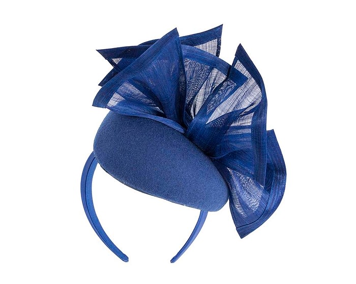 Bespoke royal blue winter pillbox fascinator by Fillies Collection - Image 6