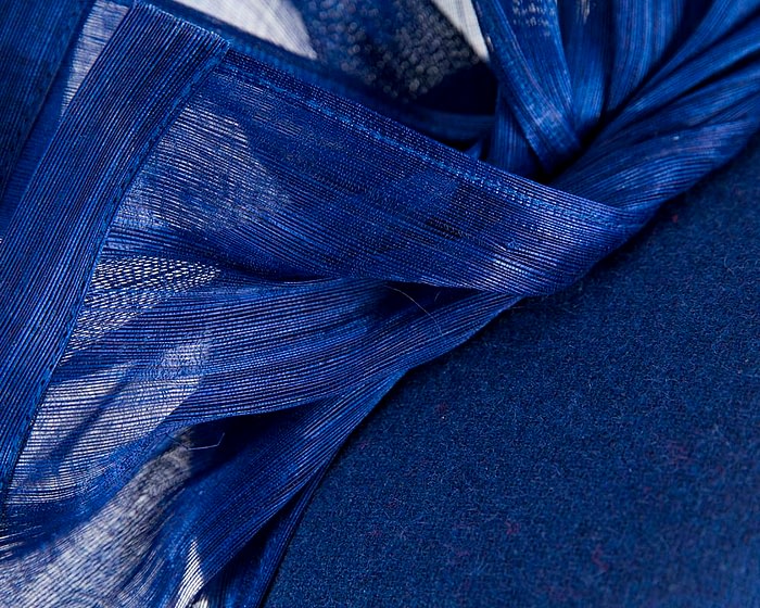 Bespoke royal blue winter pillbox fascinator by Fillies Collection - Image 5