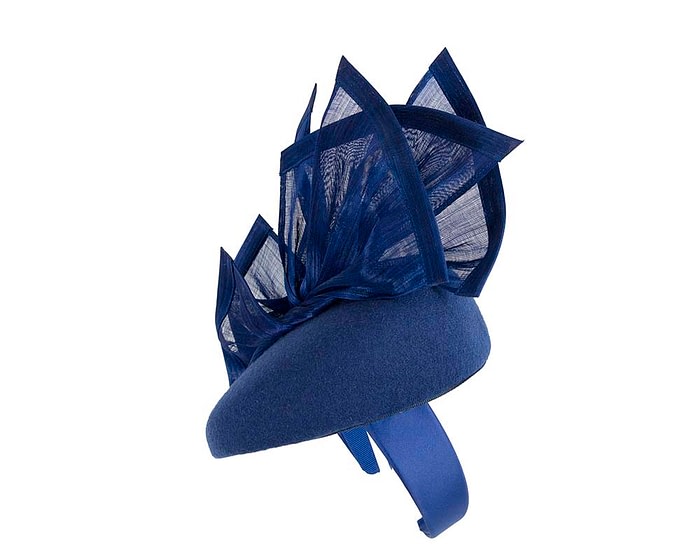 Bespoke royal blue winter pillbox fascinator by Fillies Collection - Image 3