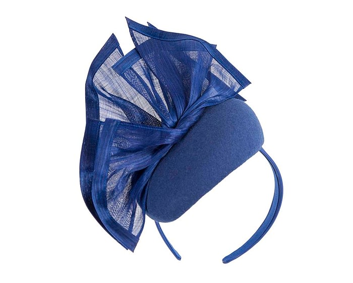 Bespoke royal blue winter pillbox fascinator by Fillies Collection - Image 2