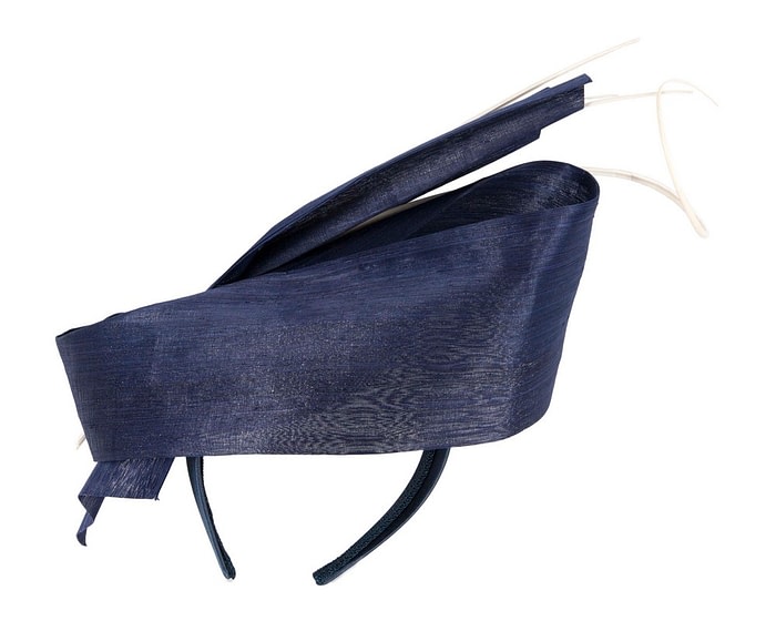 Bespoke navy & white fascinator by Fillies Collection - Image 4