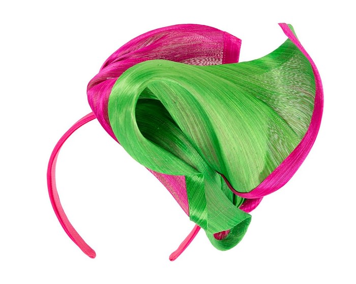 Bespoke fuchsia & lime racing fascinator by Fillies Collection - Image 6